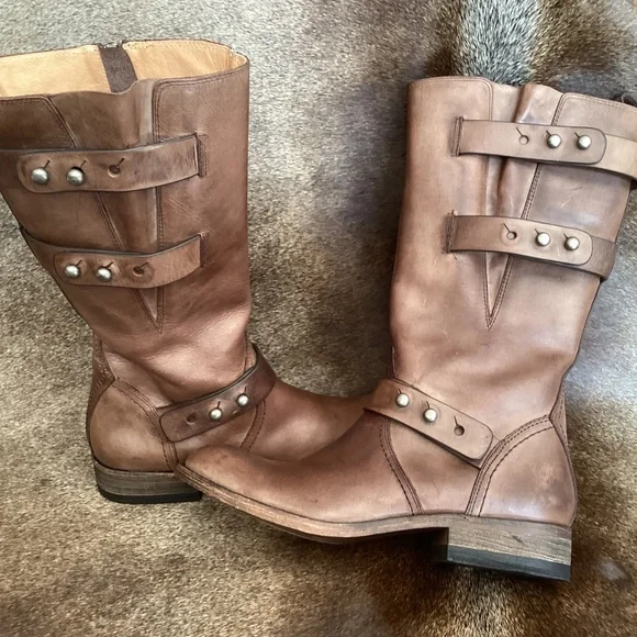 Spirit Lucchese Boot Co Mid Height Wrap Detail Leather Boots - Picture 7 of 11